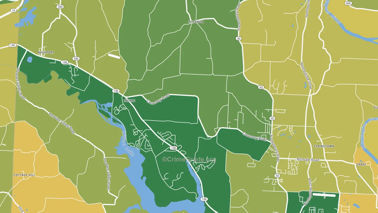 Nashport, OH Map of Burglary Rates