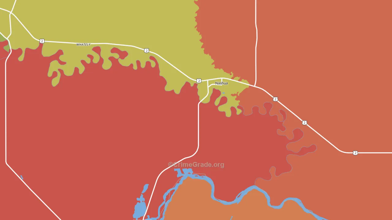 Nashua, MT Map of Burglary Rates