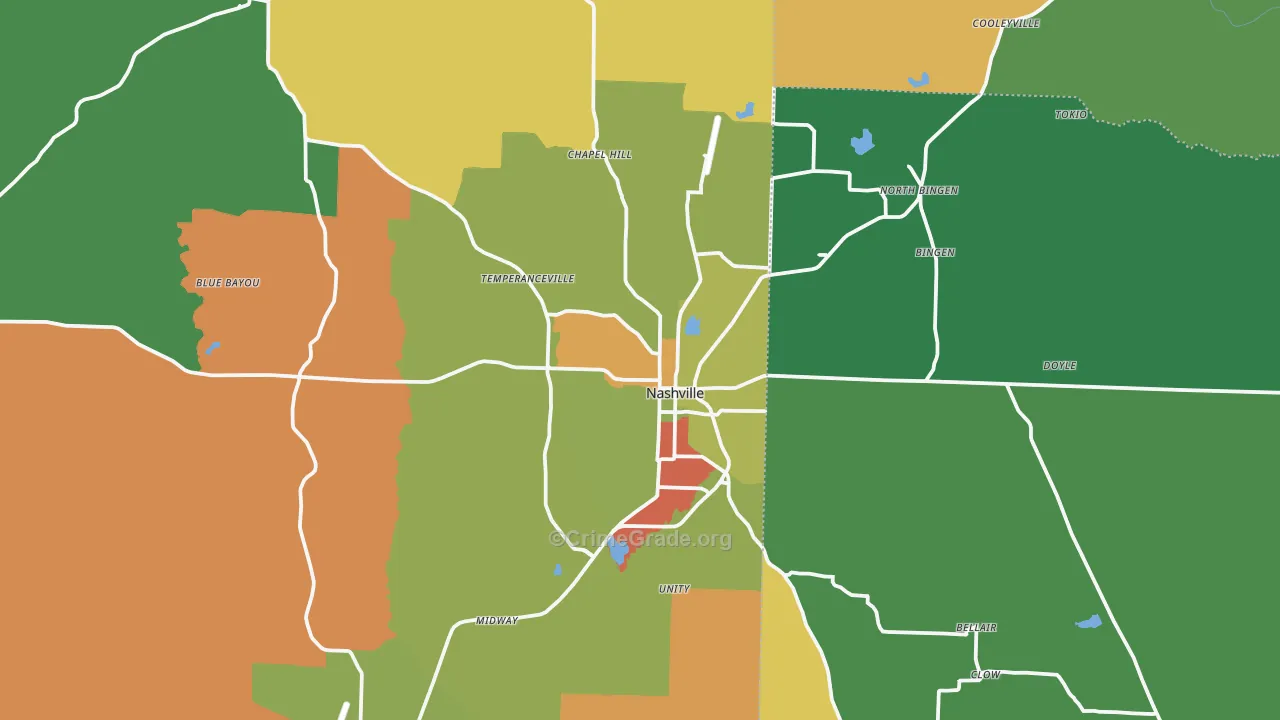 Nashville, AR Map of Burglary Rates