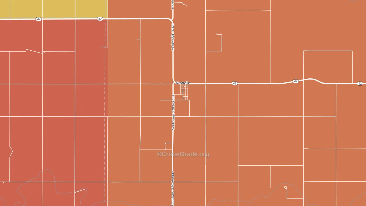 Nashville, KS Map of Burglary Rates