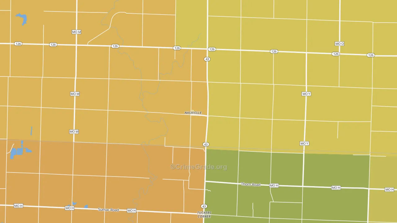 Nashville, MO Map of Burglary Rates
