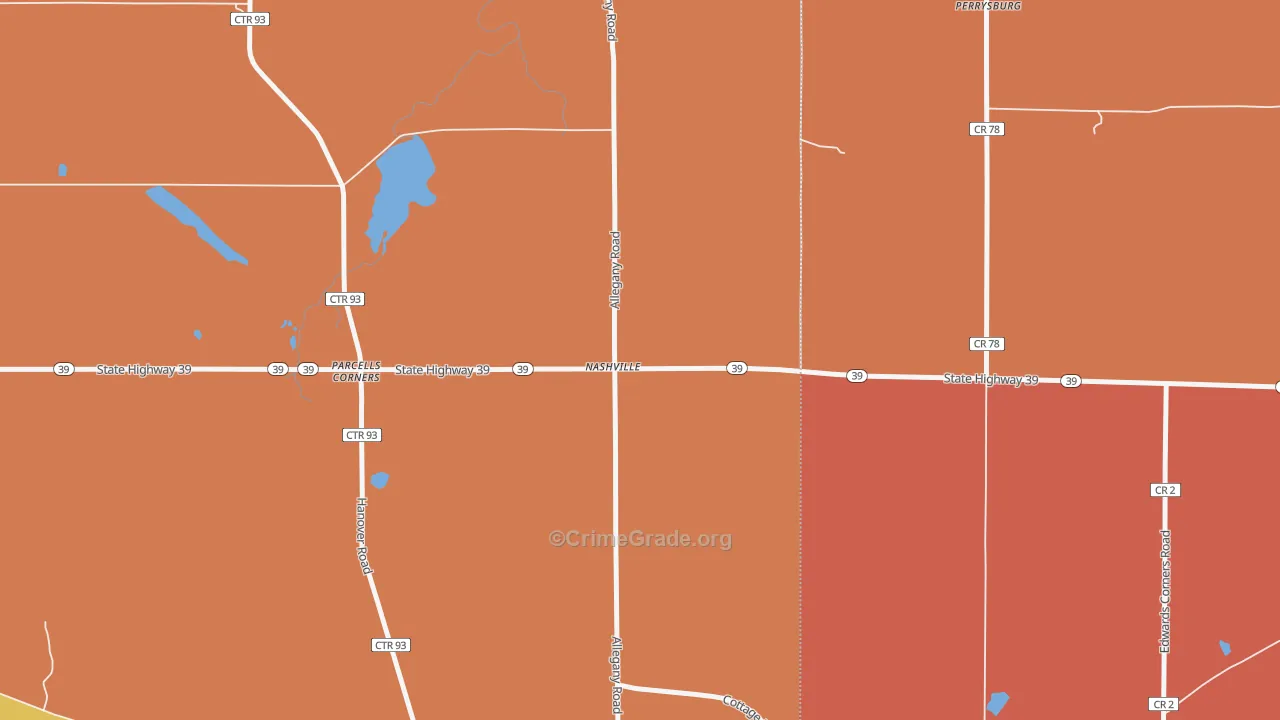 Nashville, NY Map of Burglary Rates