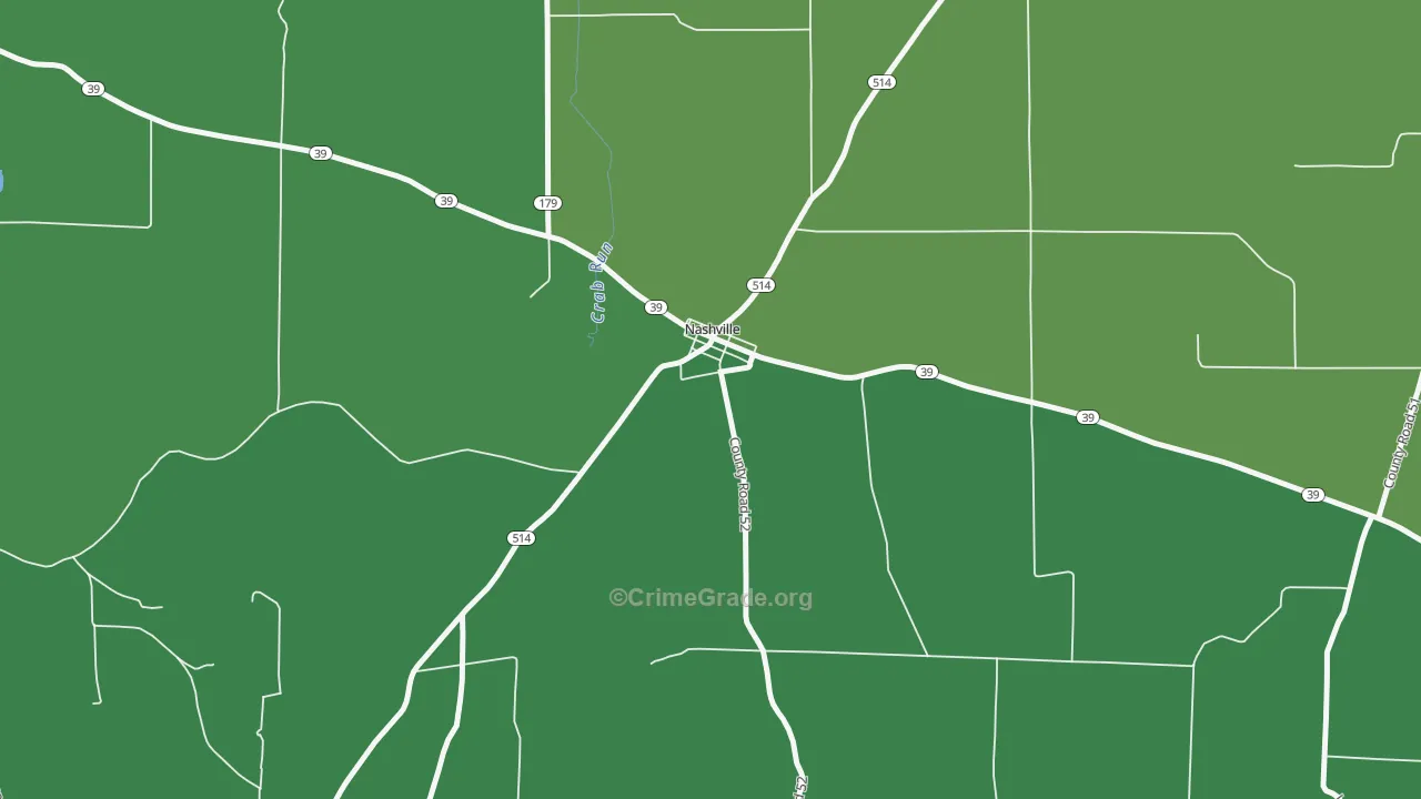 Nashville, OH Map of Burglary Rates