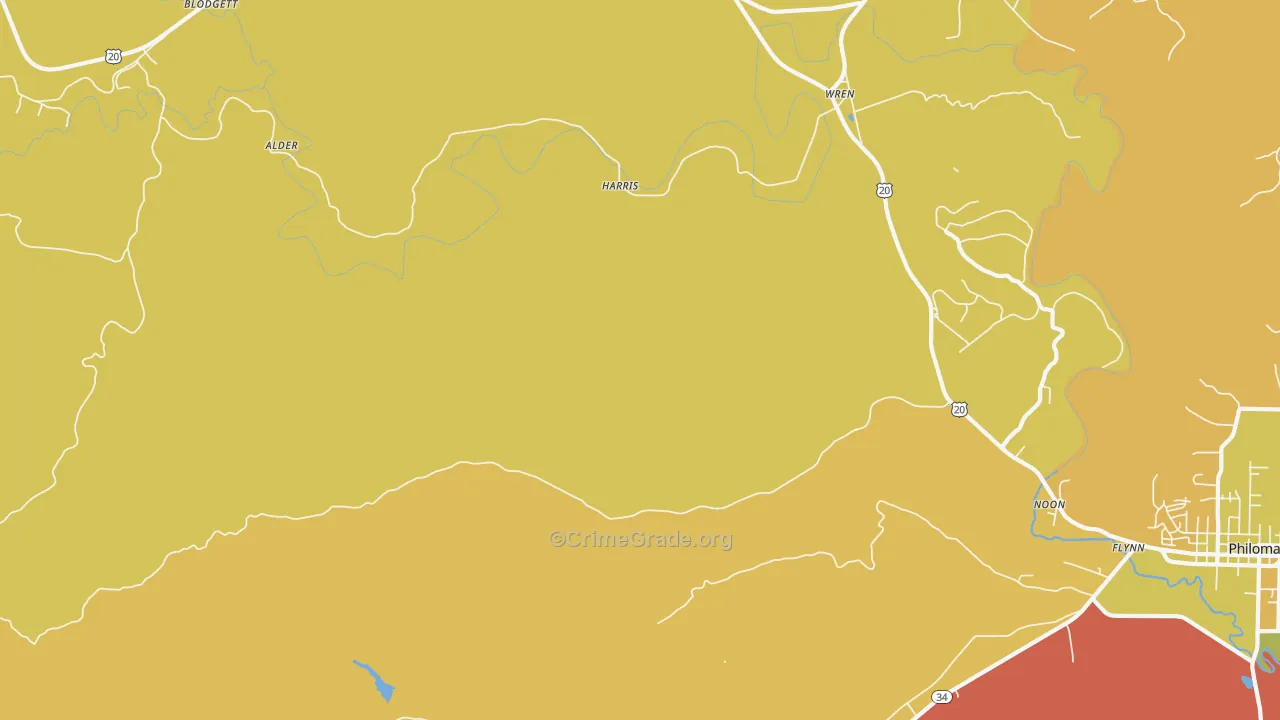 Nashville, OR Map of Burglary Rates