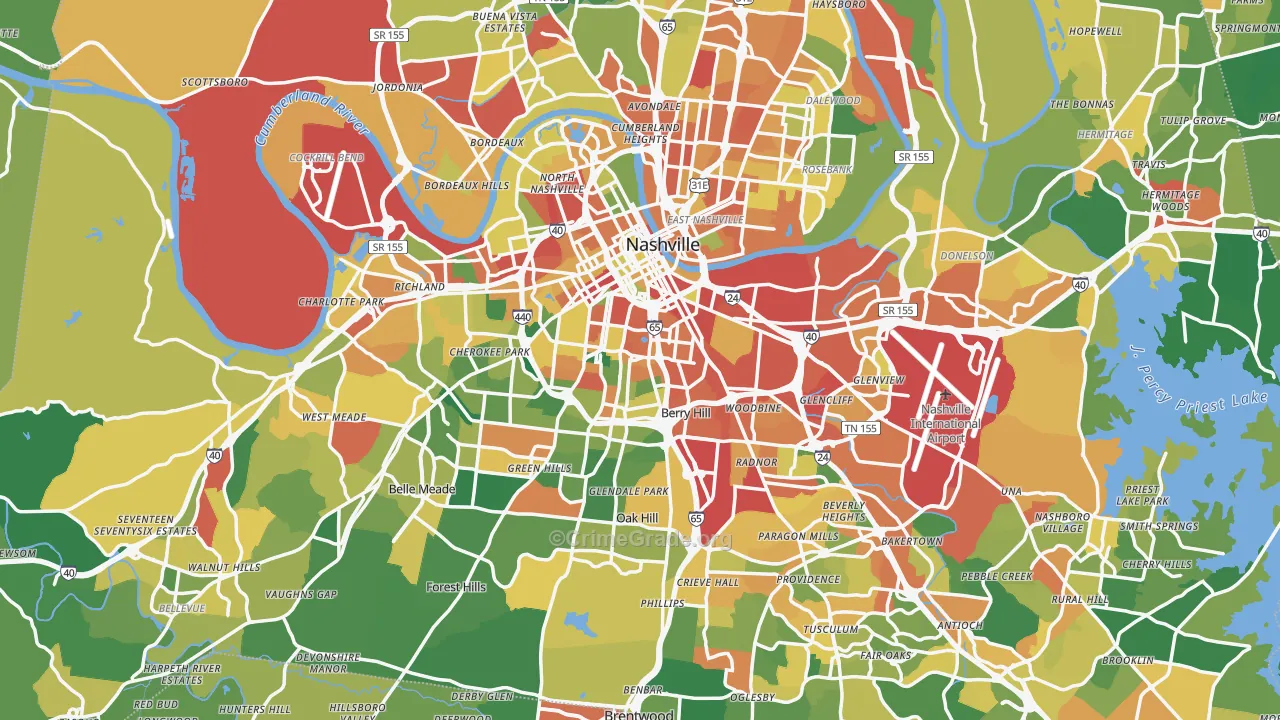Nashville, TN Map of Burglary Rates