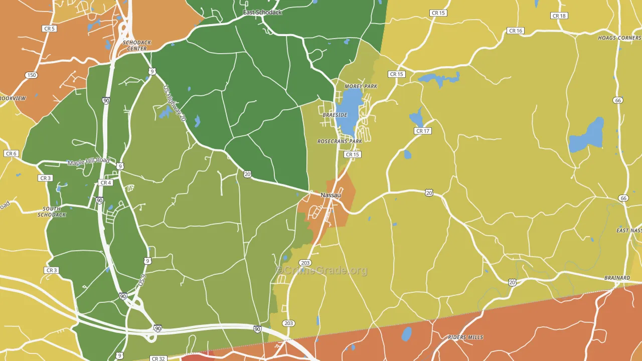 Nassau, NY Map of Burglary Rates