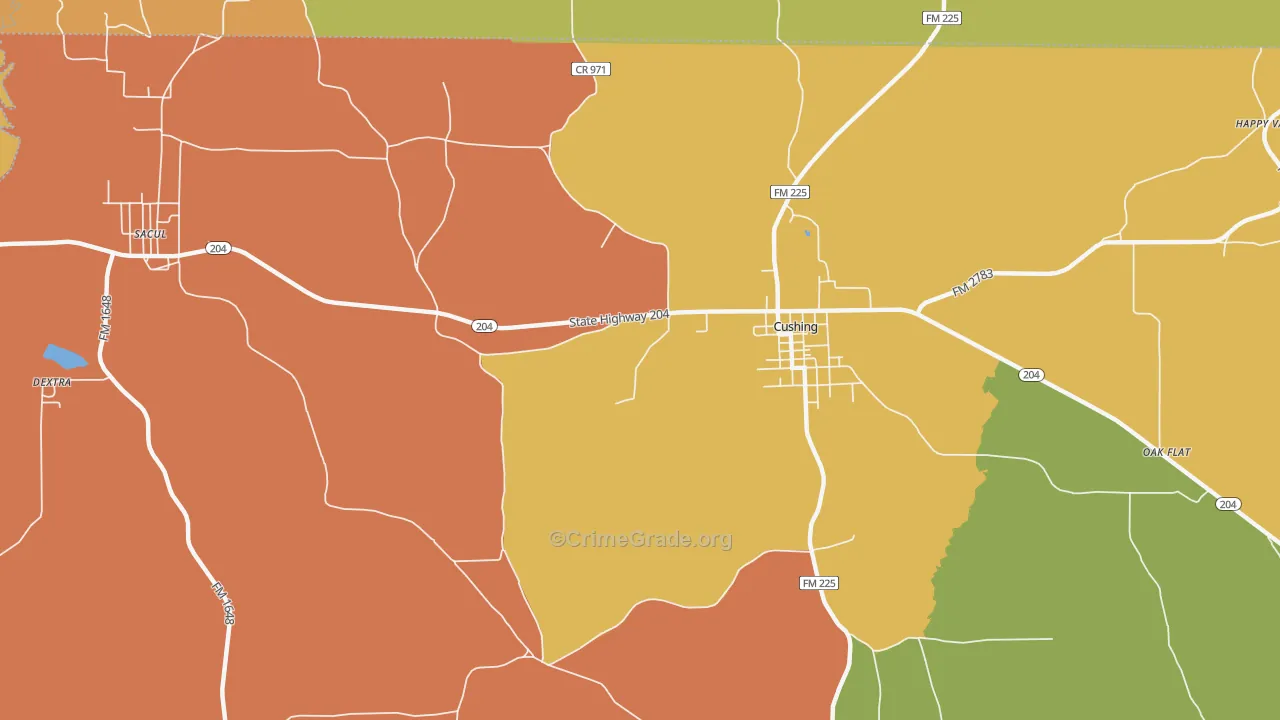 Nat, TX Map of Burglary Rates