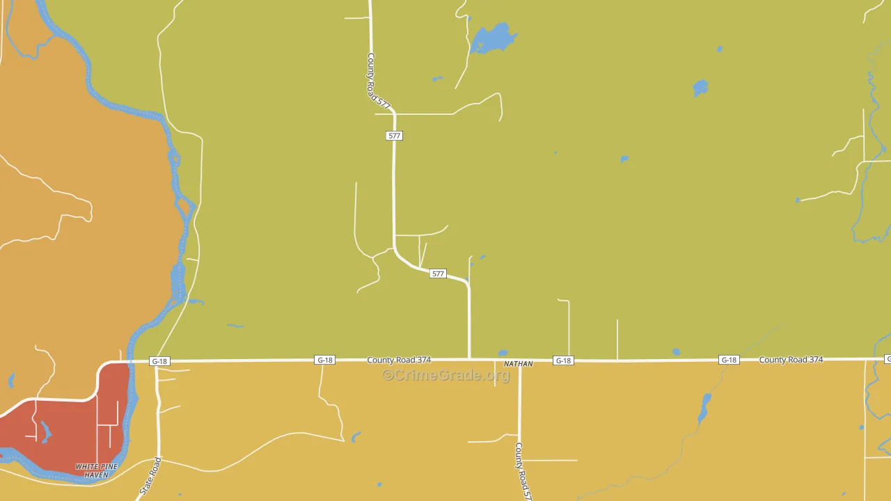 Nathan, MI Map of Burglary Rates