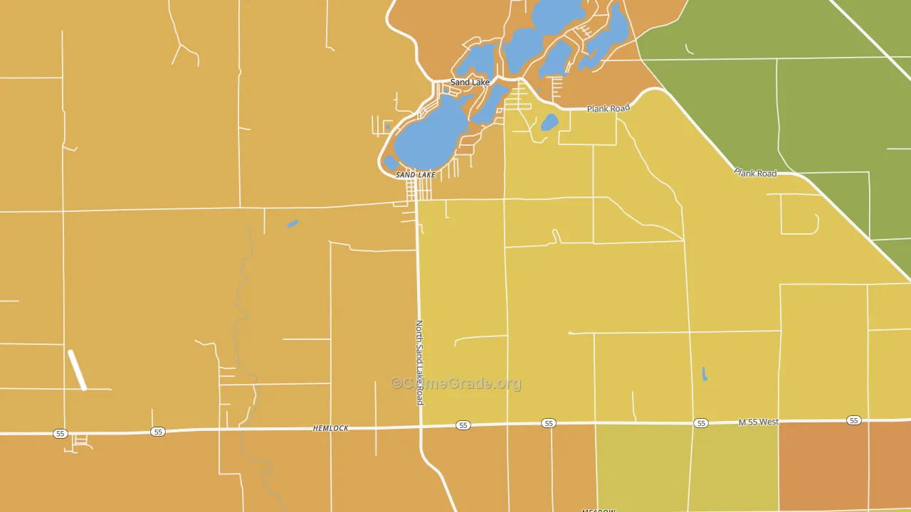 National City, MI Map of Burglary Rates