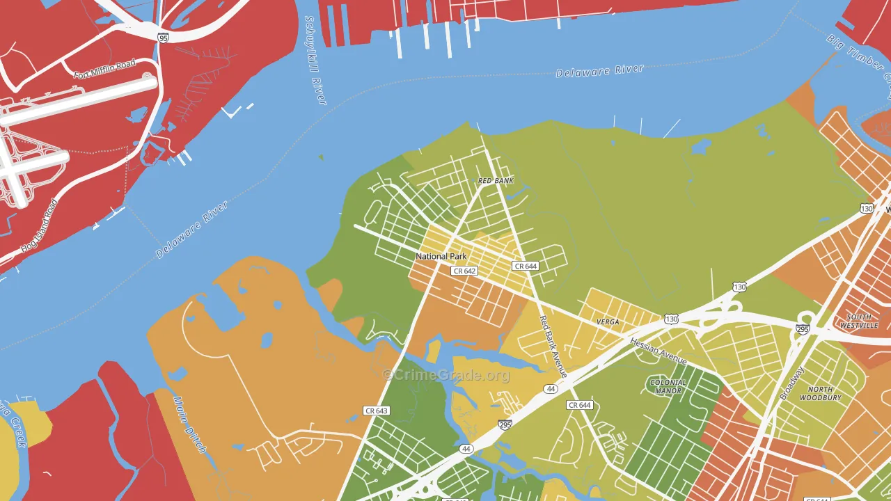 National Park, NJ Map of Burglary Rates