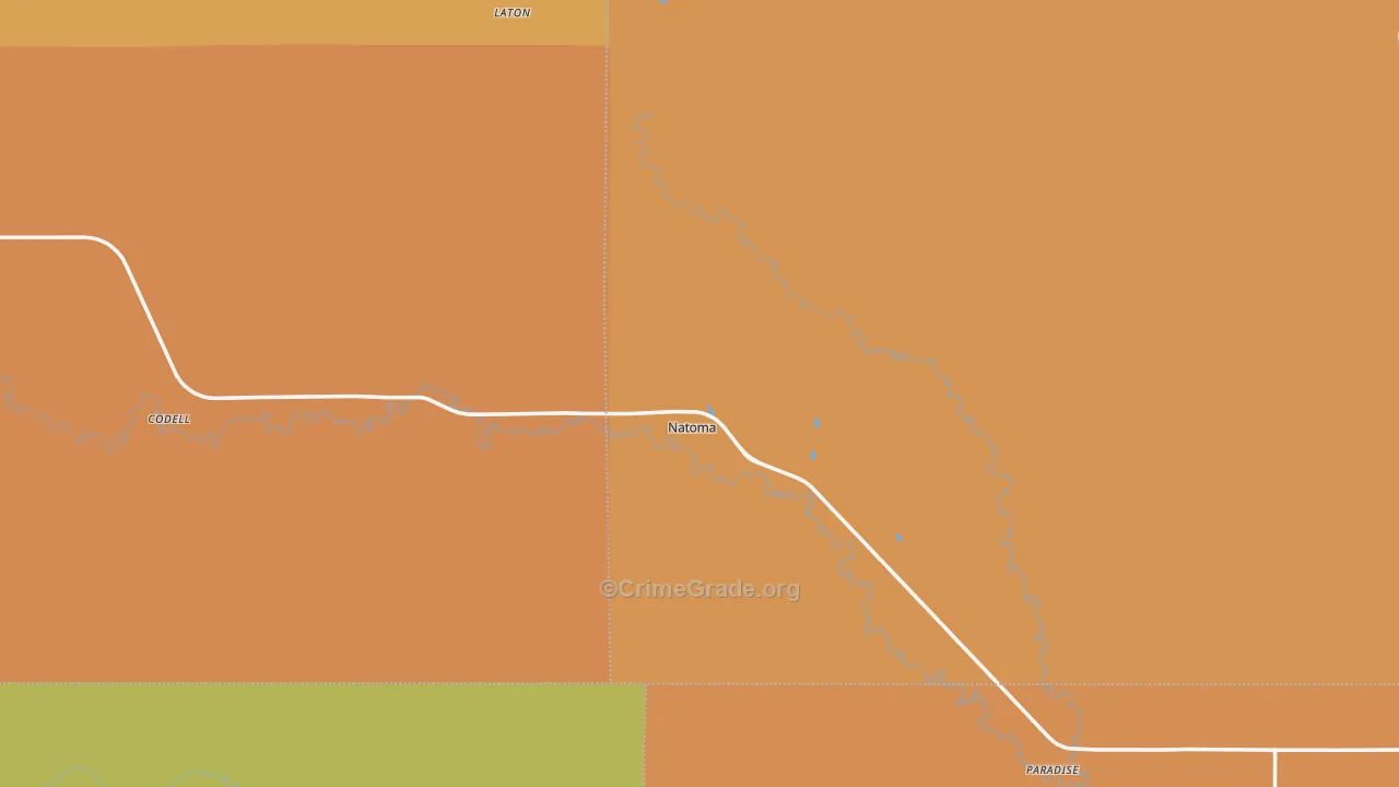 Natoma, KS Map of Burglary Rates