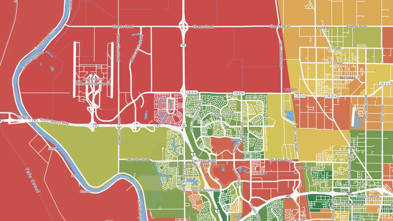 Natomas Creek, Sacramento, CA Map of Burglary Rates