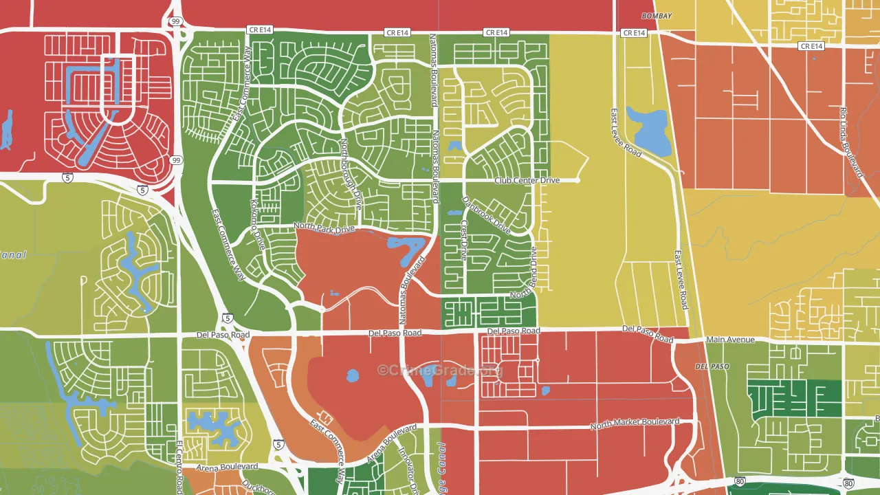 Natomas Park, Sacramento, CA Map of Burglary Rates