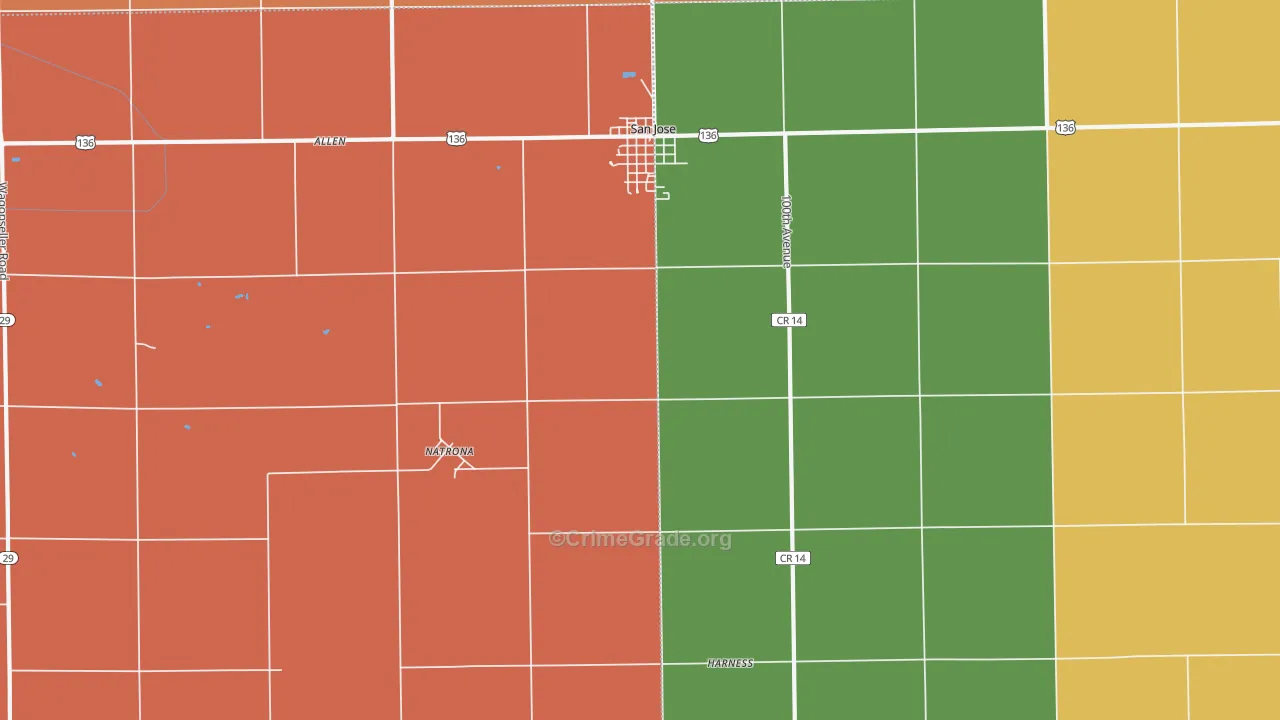 Natrona, IL Map of Burglary Rates