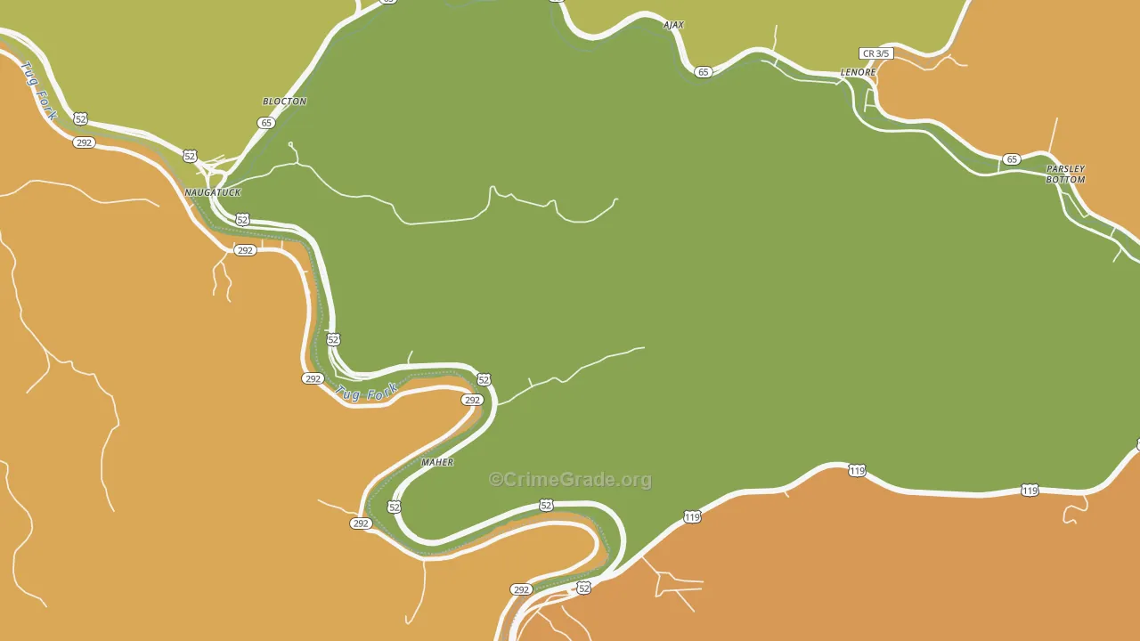 Naugatuck, WV Map of Burglary Rates