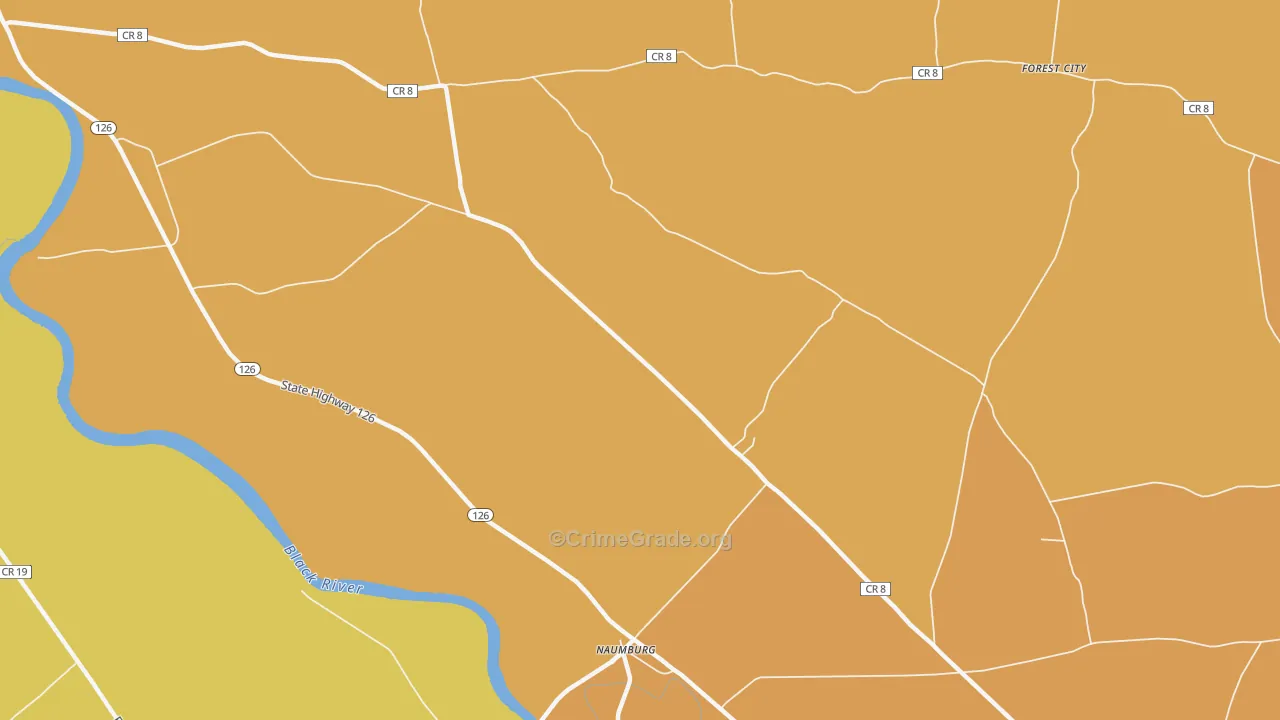 Naumburg, NY Map of Burglary Rates