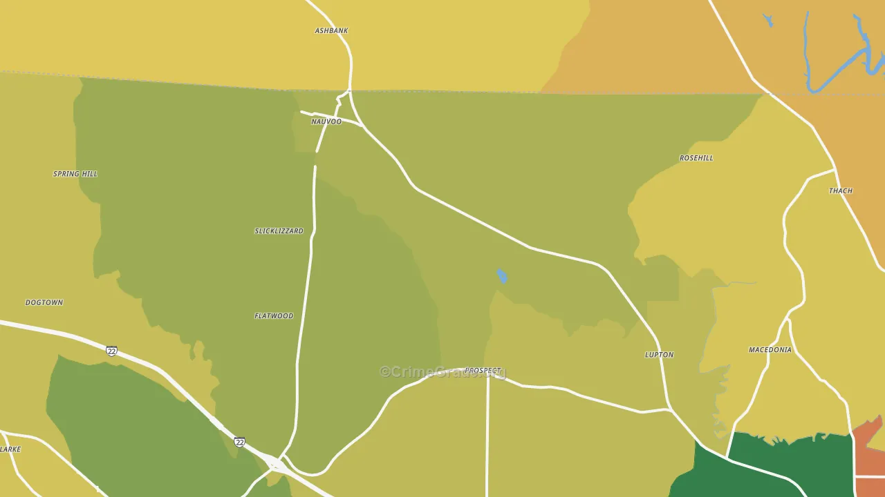 Nauvoo, AL Map of Burglary Rates