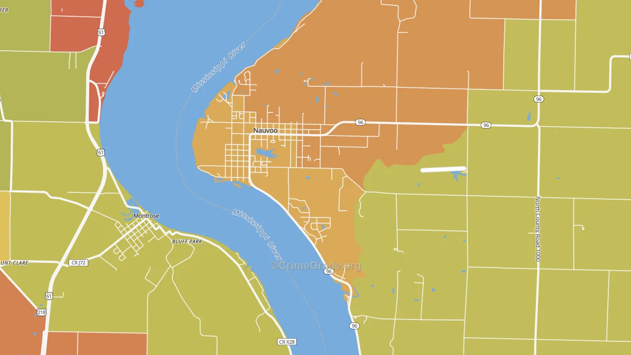 Nauvoo, IL Map of Burglary Rates