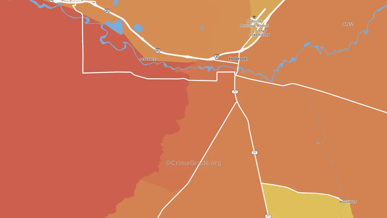 Navajo County, AZ Map of Burglary Rates