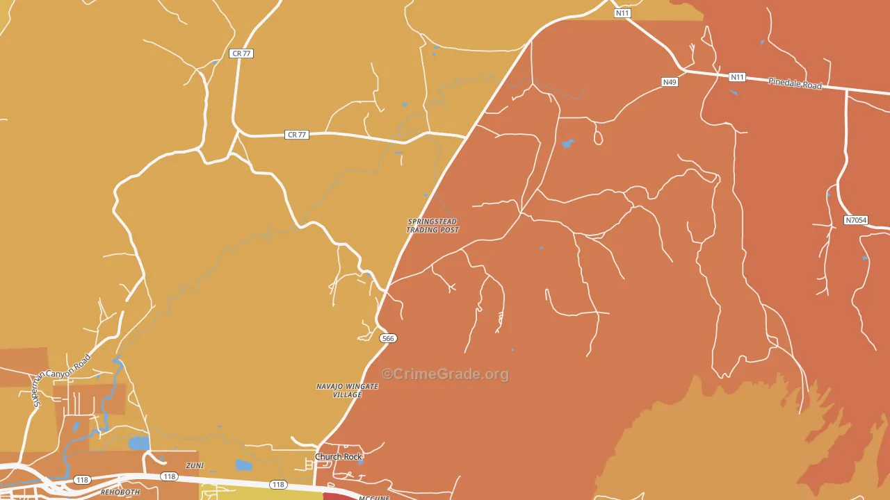Navajo Wingate Village, NM Map of Burglary Rates