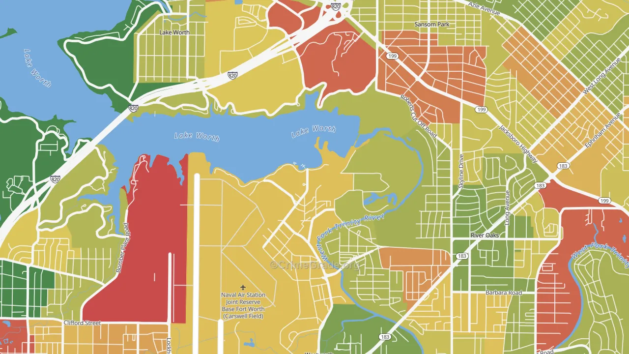 Naval Air Station JRB, TX Map of Burglary Rates