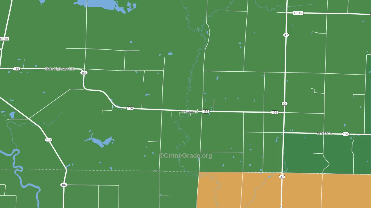 Navarino, WI Map of Burglary Rates