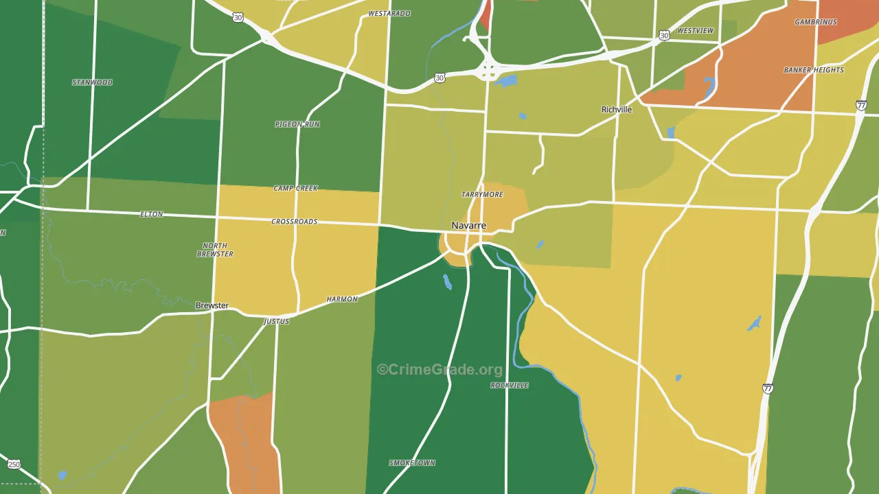 Navarre, OH Map of Burglary Rates