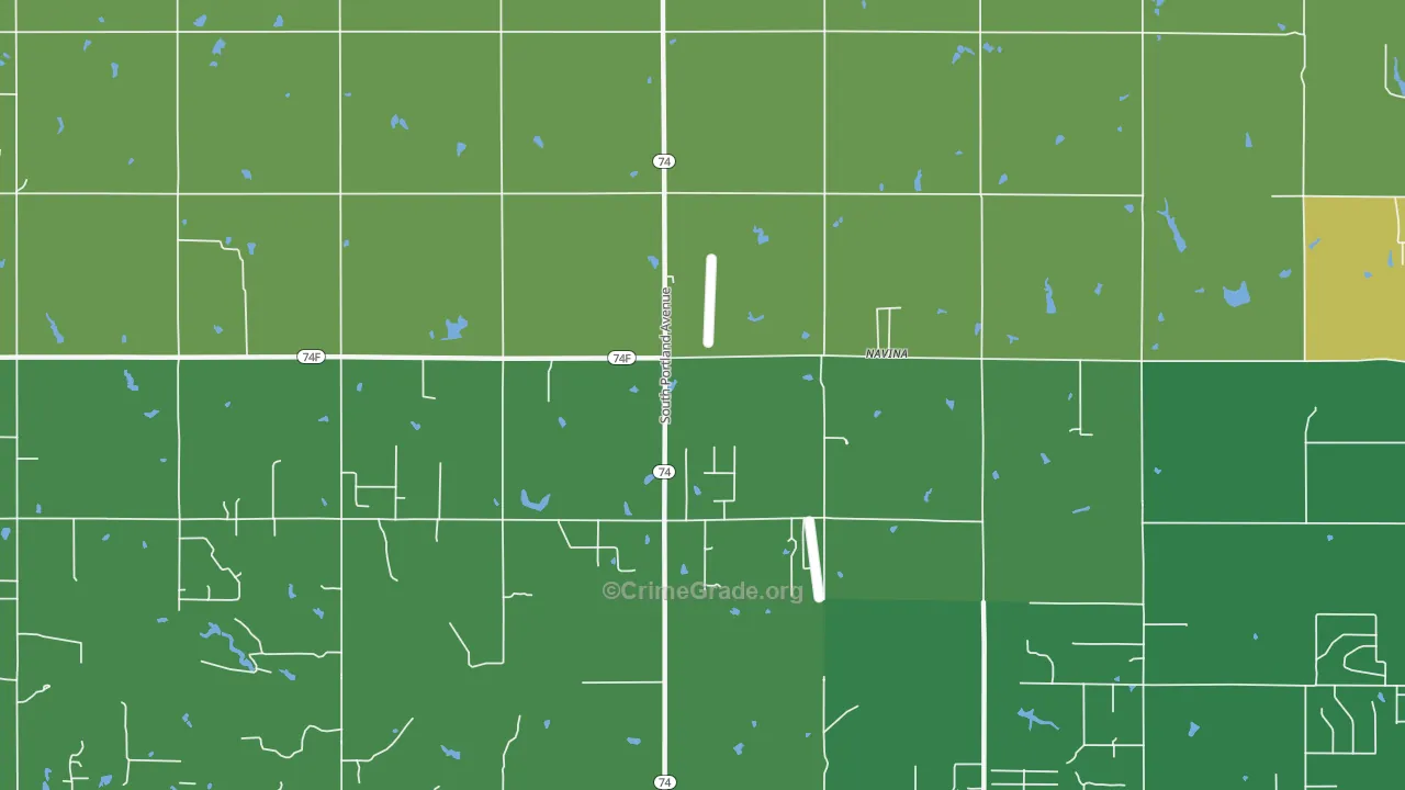 Navina, OK Map of Burglary Rates