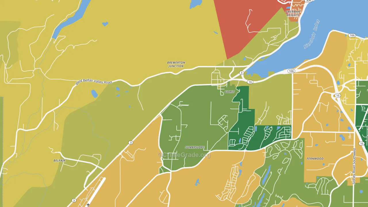 Navy Yard City, WA Map of Burglary Rates