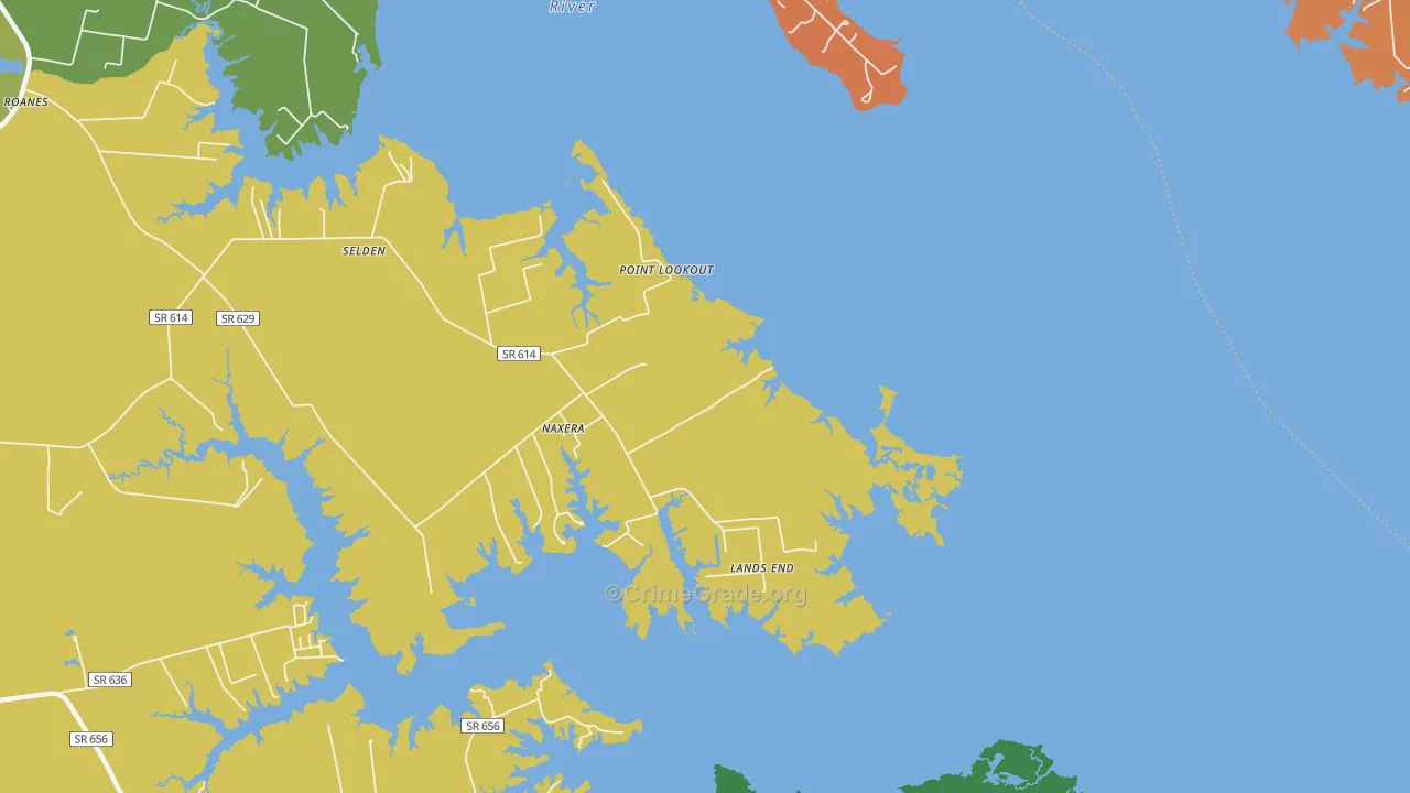 Naxera, VA Map of Burglary Rates