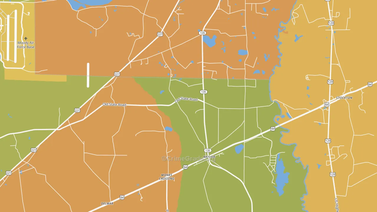 Naylor, GA Map of Burglary Rates