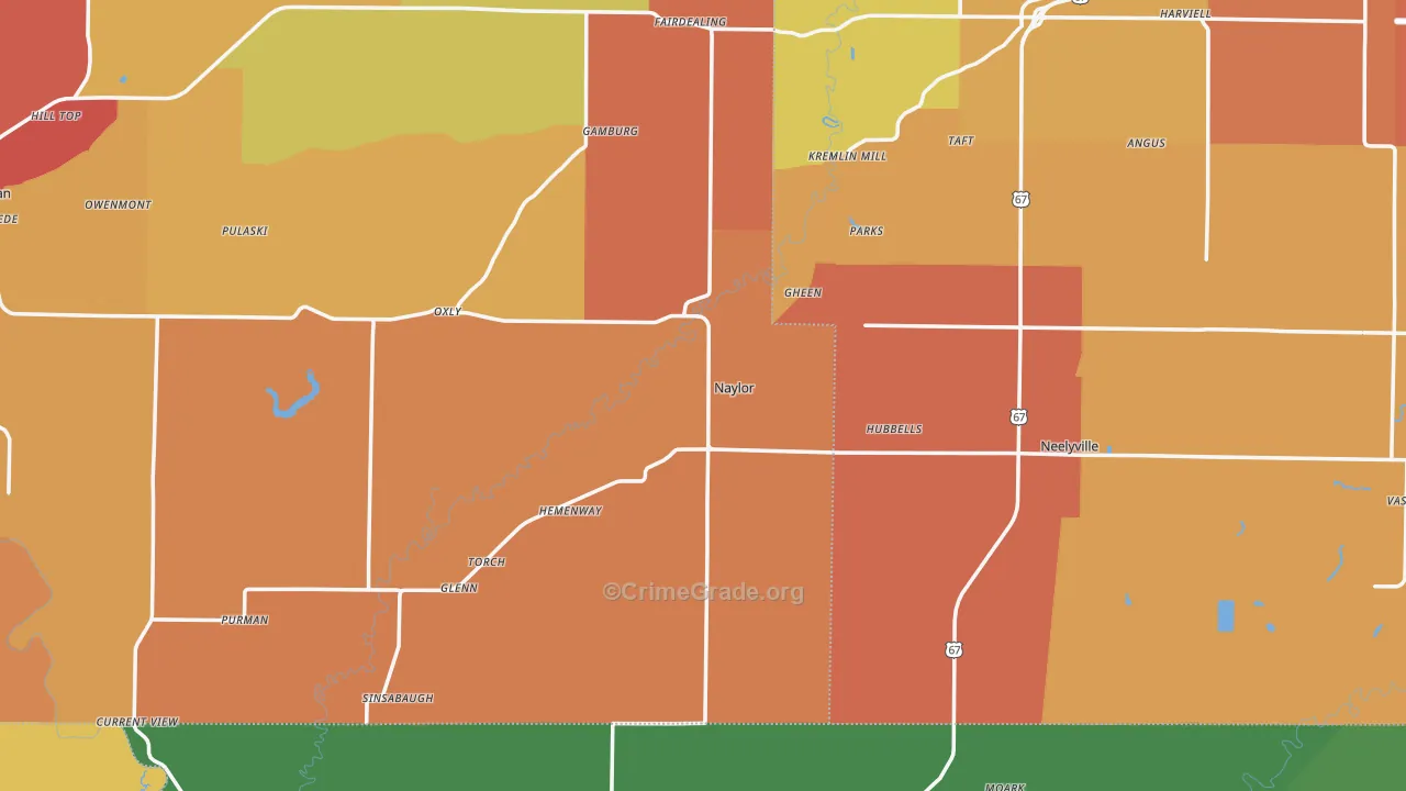 Naylor, MO Map of Burglary Rates