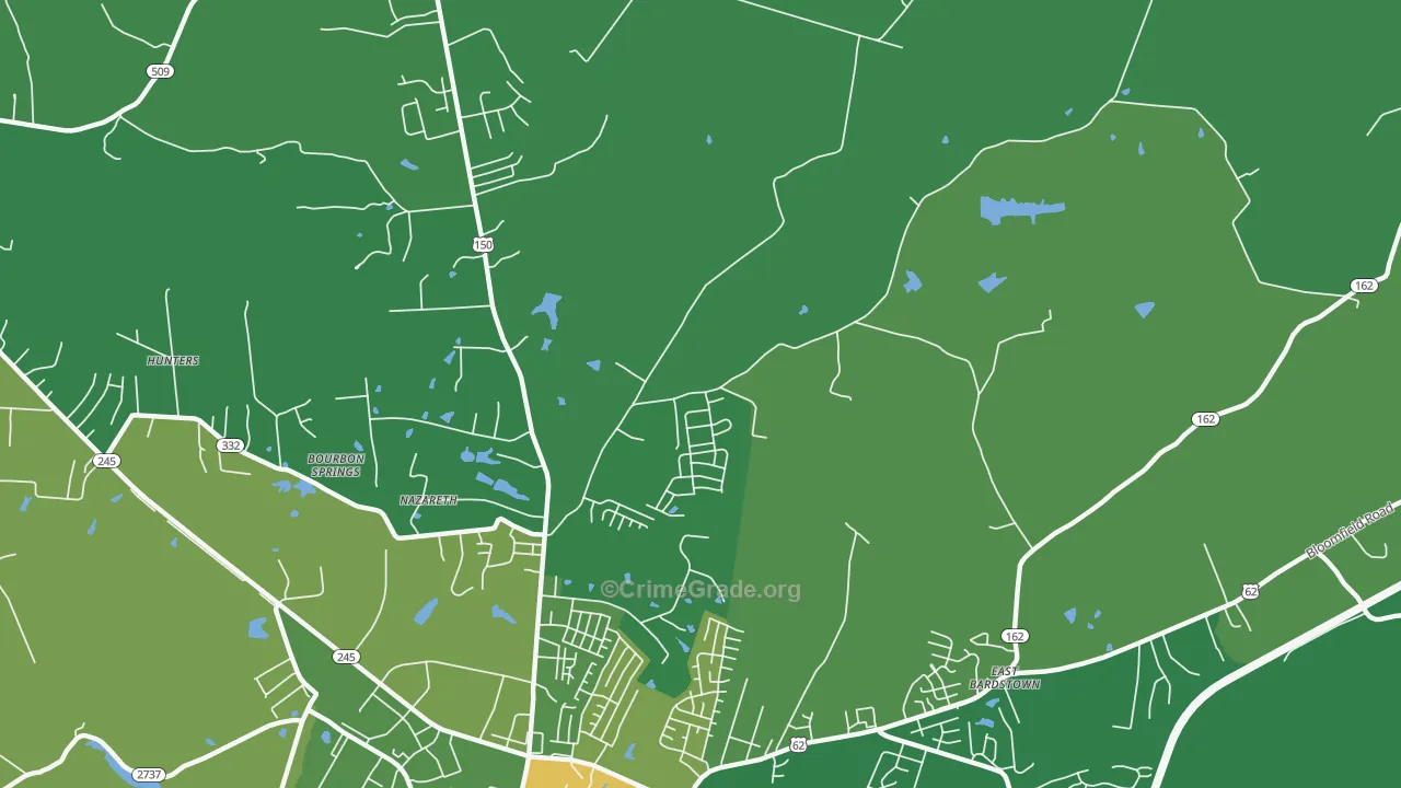 Nazareth, KY Map of Burglary Rates