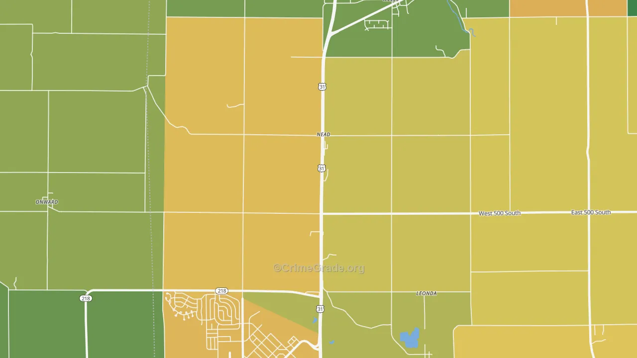 Nead, IN Map of Burglary Rates
