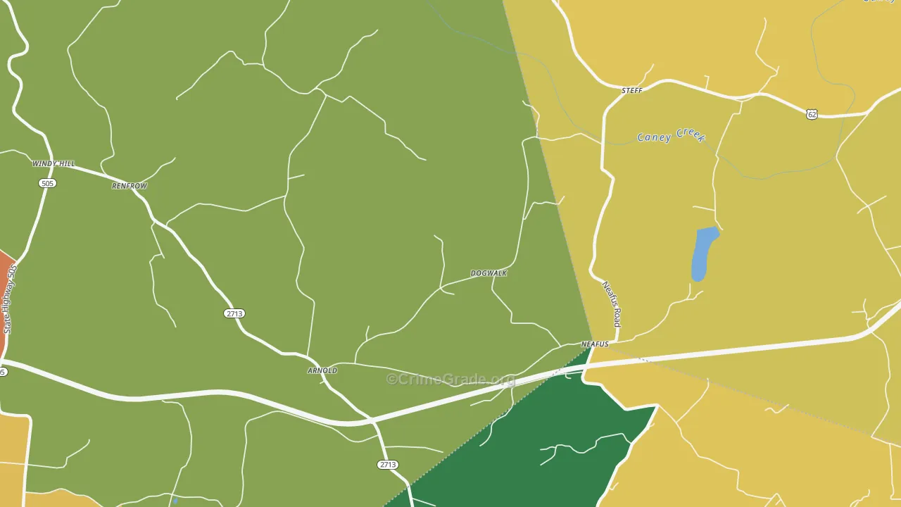Neafus, KY Map of Burglary Rates