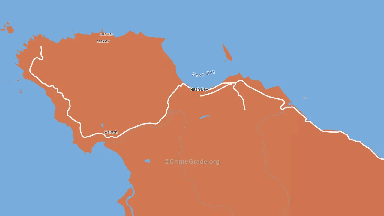 Neah Bay, WA Map of Burglary Rates
