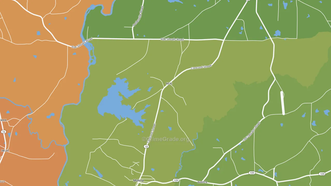 Neal, GA Map of Burglary Rates