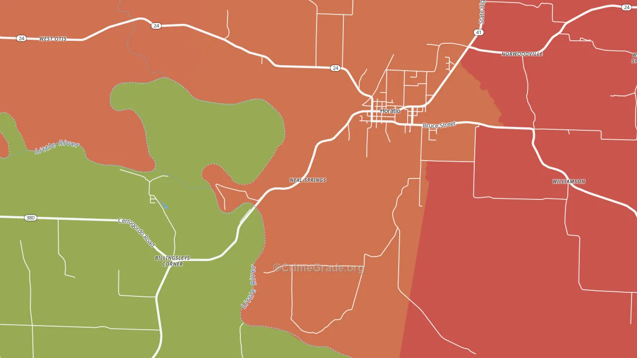 Neal Springs, AR Map of Burglary Rates