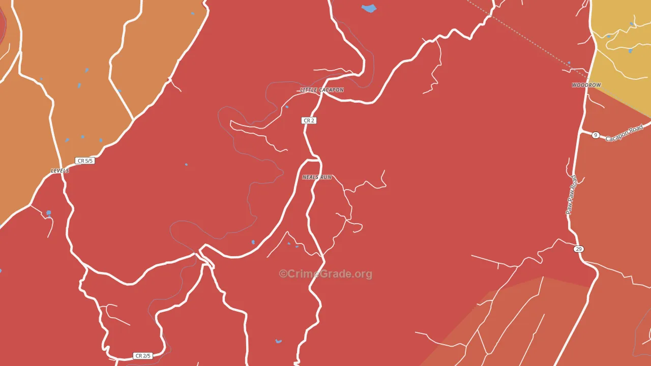 Neals Run, WV Map of Burglary Rates