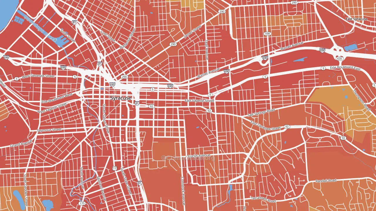 Near Eastside, Syracuse, NY Map of Burglary Rates