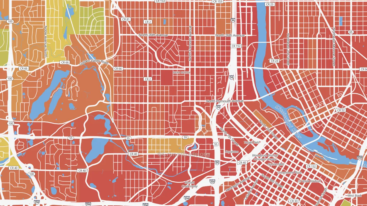 Near North, Minneapolis, MN Map of Burglary Rates