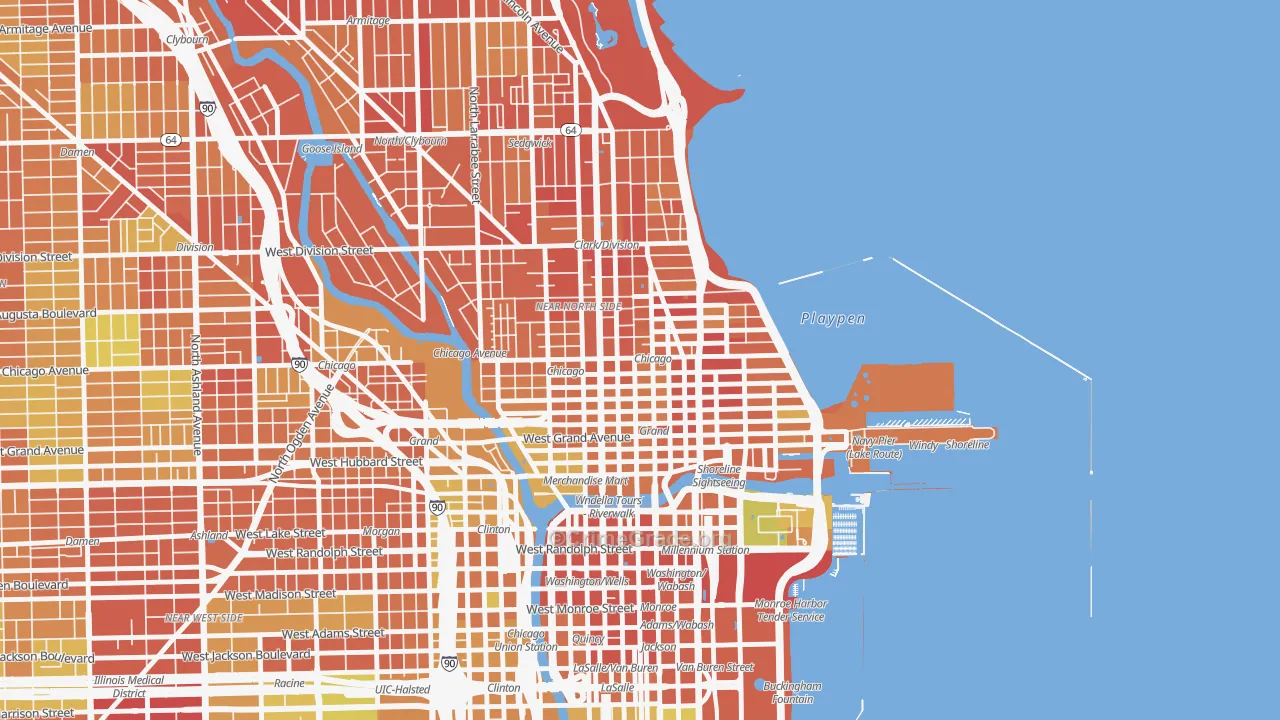 Near North Side, Chicago, IL Map of Burglary Rates