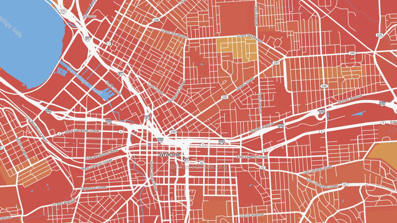 Near Northeast, Syracuse, NY Map of Burglary Rates