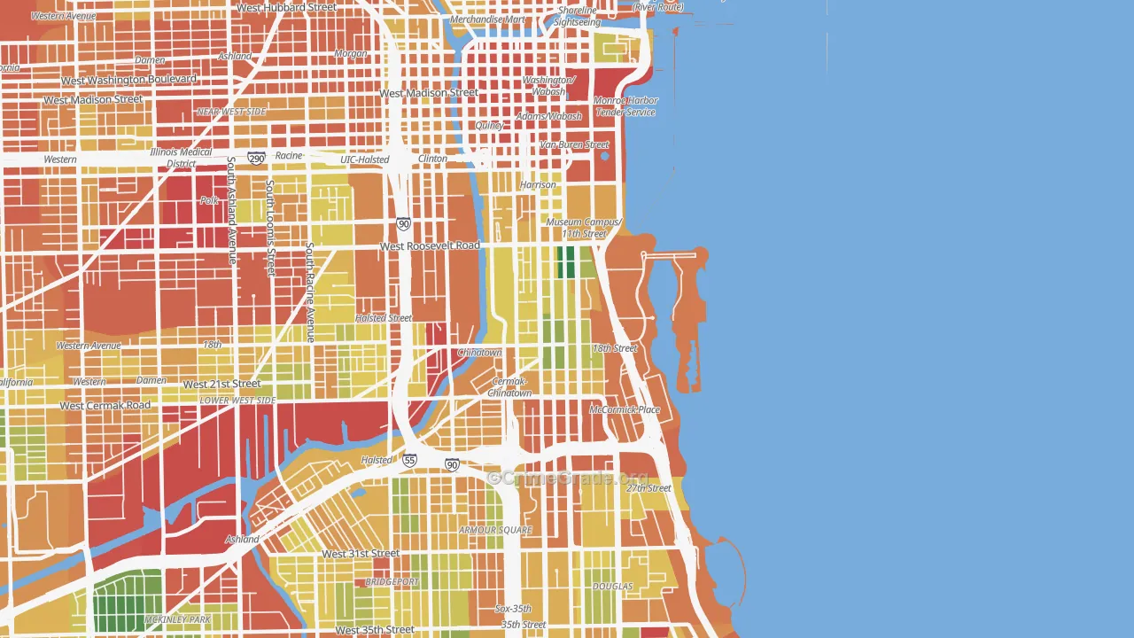 Near South Side, Chicago, IL Map of Burglary Rates