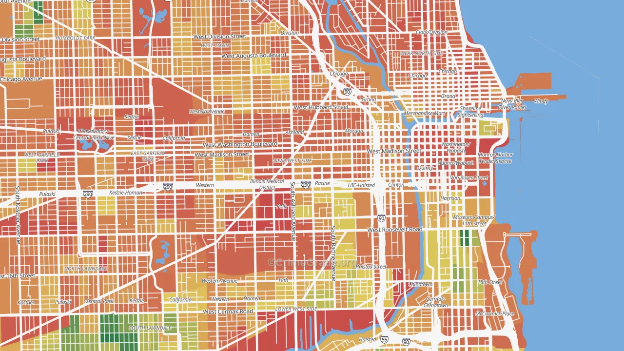 Near West Side, Chicago, IL Map of Burglary Rates