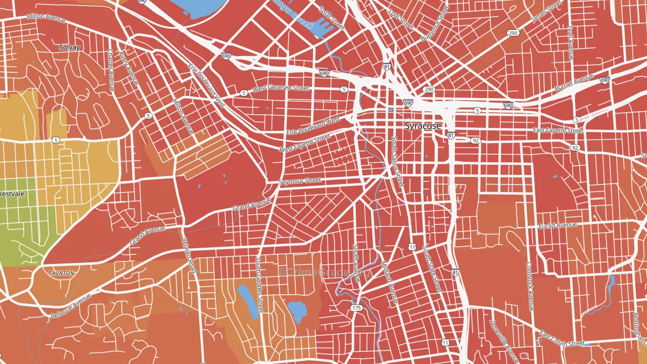 Near Westside, Syracuse, NY Map of Burglary Rates
