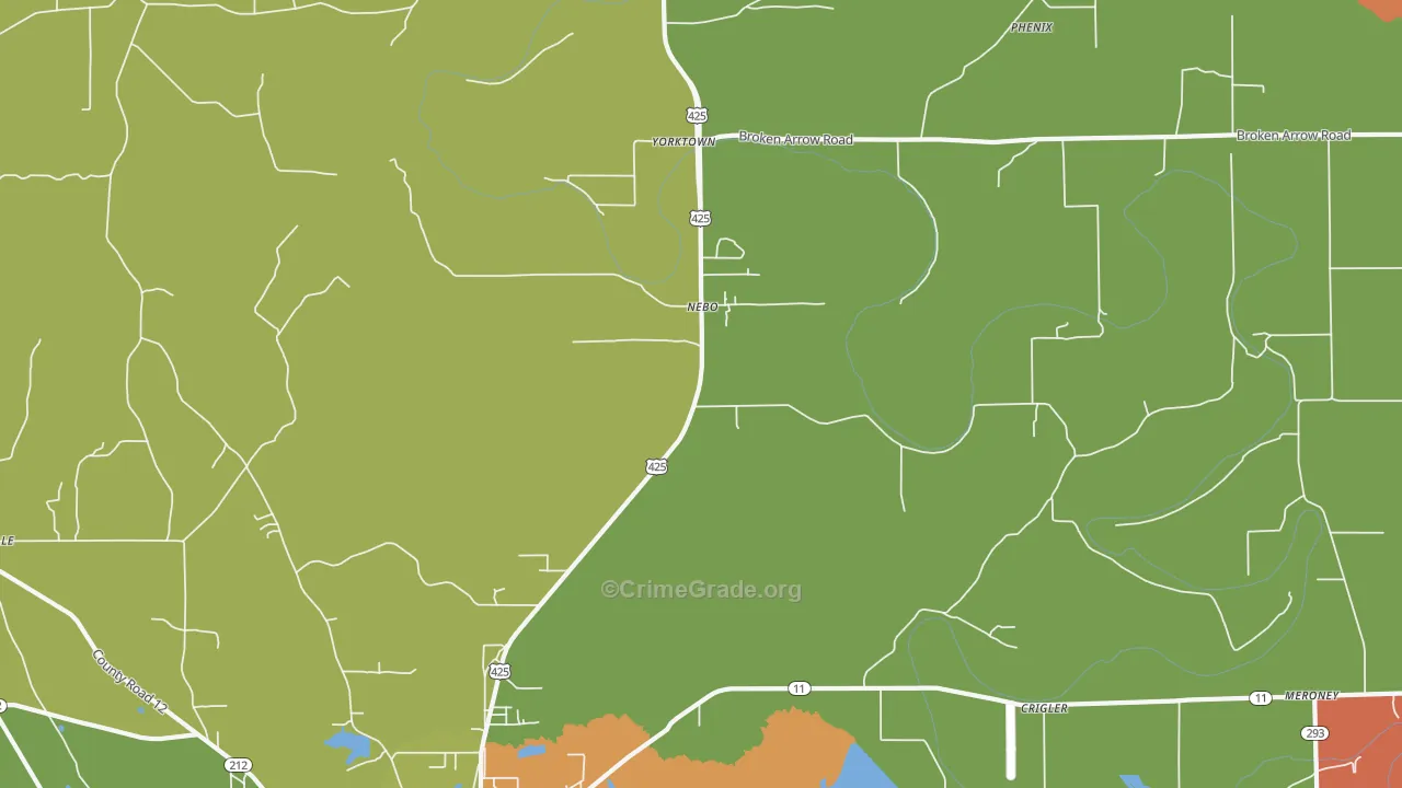 Nebo, AR Map of Burglary Rates