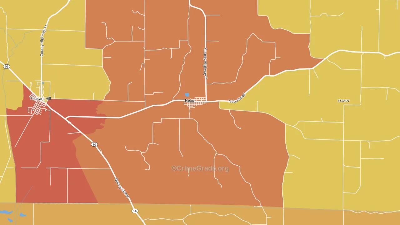 Nebo, IL Map of Burglary Rates