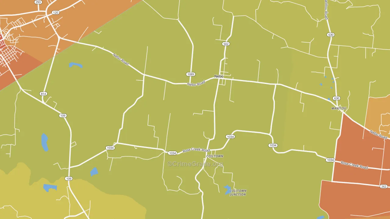 Nebo, KY Map of Burglary Rates
