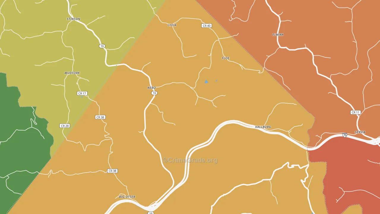 Nebo, WV Map of Burglary Rates